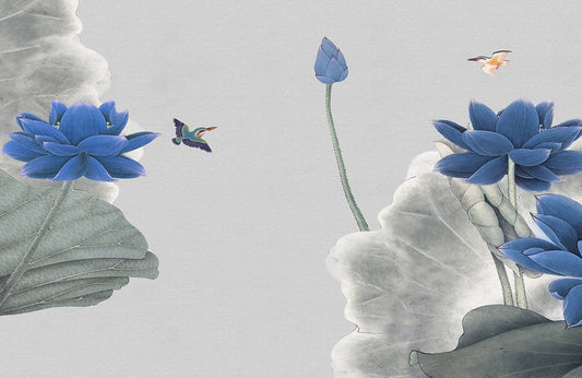 Blue Lotus Flower Wallpaper Mural
